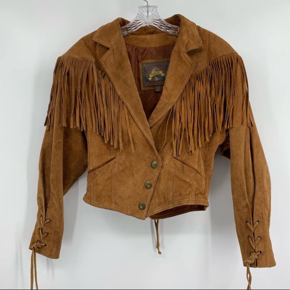 Wilson’s Adventure Bound Fringed Suede Leather Brown Jacket, Size S